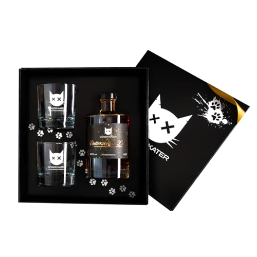 Böser Kater Butterscotch Whisky Likör Geschenkset mit 2 Gläsern, feine Geschmacksnoten von Karamell & Vanille, das perfekte Geschenk in hochwertiger Box, 0,5l 20% Vol. Böser Kater Butterscotch Whisky Likör Geschenkset mit 2 Gläsern, feine Geschmacksnoten von Karamell & Vanille, das perfekte Geschenk in hochwertiger Box, 0,5l 20% Vol. von Böser Kater