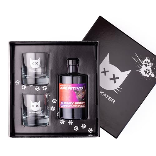 BÖSER KATER Cherry Berry Aperitivo Geschenkset mit 2 Gläsern | Farbwechsel Effekt | Kirsche Beeren Frucht Likör | Ideal als Spritz oder Tonic Cocktail | Geschenkidee | 0,5l 15% Vol. BÖSER KATER Cherry Berry Aperitivo Geschenkset mit 2 Gläsern | Farbwechsel Effekt | Kirsche Beeren Frucht Likör | Ideal als Spritz oder Tonic Cocktail | Geschenkidee | 0,5l 15% Vol. von Böser Kater