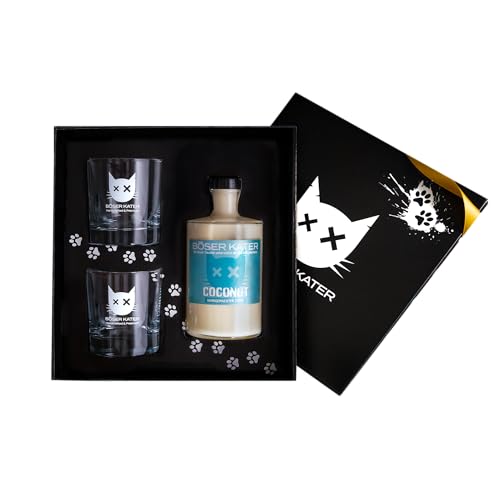 Böser Kater Coconut Likör Geschenkset mit 2 Gläsern | Handgemachter Kokosnuss Sahne Likör | Perfekt für erfrischende Sommer-Cocktails oder den puren Genuss | Besondere Geschenkidee 0,5l 15% Vol. Böser Kater Coconut Likör Geschenkset mit 2 Gläsern | Handgemachter Kokosnuss Sahne Likör | Perfekt für erfrischende Sommer-Cocktails oder den puren Genuss | Besondere Geschenkidee 0,5l 15% Vol. von Böser Kater