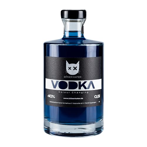 Böser Kater Wildberry Colour Changing Vodka | Mit Farbwechsel-Effekt von Blau zu Violett | Fruchtiger Beeren-Geschmack | Handgemacht in Deutschland | Die perfekte Geschenkidee | 0,5l 40% Vol von Böser Kater