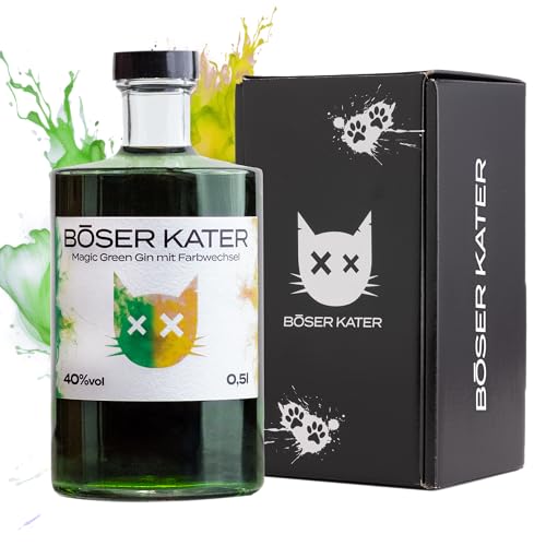 BÖSER KATER Magic Green Gin | Farbwechsel-Effekt von Grün zu Gelb-Orange durch Tonic | Das perfekte Geschenk in hochwertiger Geschenkbox | Handgemacht mit fruchtigem Citrus-Geschmack 0,5l 40% Vol. BÖSER KATER Magic Green Gin | Farbwechsel-Effekt von Grün zu Gelb-Orange durch Tonic | Das perfekte Geschenk in hochwertiger Geschenkbox | Handgemacht mit fruchtigem Citrus-Geschmack 0,5l 40% Vol. von Böser Kater