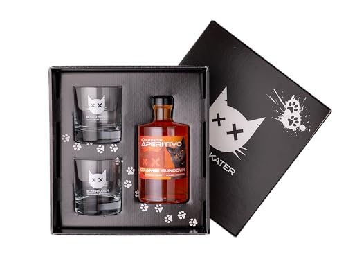 BÖSER KATER Orange Sundown Aperitivo Geschenkset mit 2 Gläsern | Orangen Frucht Likör | Fruchtig spritziger Orangenaperitif | Ideal als Spritz oder Tonic Cocktail | Geschenkidee | 0,5l 15% Vol. BÖSER KATER Orange Sundown Aperitivo Geschenkset mit 2 Gläsern | Orangen Frucht Likör | Fruchtig spritziger Orangenaperitif | Ideal als Spritz oder Tonic Cocktail | Geschenkidee | 0,5l 15% Vol. von Böser Kater