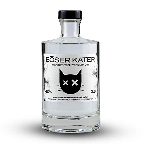BÖSER KATER Premium Gin | Mit Holunderblüten & Cranberries | Für spannende Gin Tonic Cocktails | Die perfekte Geschenkidee | Handgemacht mit kleiner Auflage | 0,5l 40% Vol von Böser Kater