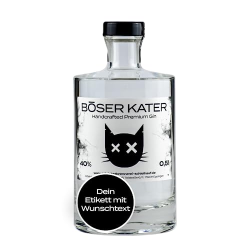 Böser Kater Premium Gin, Personalisierter Gin mit eigenem Wunschtext, Das perfekte Geschenk, Mild fruchtiger Geschmack, Der Katzen Gin, 0,5 l - 40% Vol. Böser Kater Premium Gin, Personalisierter Gin mit eigenem Wunschtext, Das perfekte Geschenk, Mild fruchtiger Geschmack, Der Katzen Gin, 0,5 l - 40% Vol. von Böser Kater