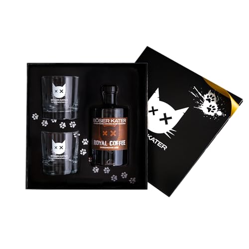 Böser Kater Royal Coffee Geschenkset mit 2 Gläsern | Kaffeelikör | Intensiver Kaffee-Geschmack | 100% Arabica Bohnen | Handgemacht & Vegan | Perfekte Geschenkidee 0,5l 30% Vol. Böser Kater Royal Coffee Geschenkset mit 2 Gläsern | Kaffeelikör | Intensiver Kaffee-Geschmack | 100% Arabica Bohnen | Handgemacht & Vegan | Perfekte Geschenkidee 0,5l 30% Vol. von Böser Kater