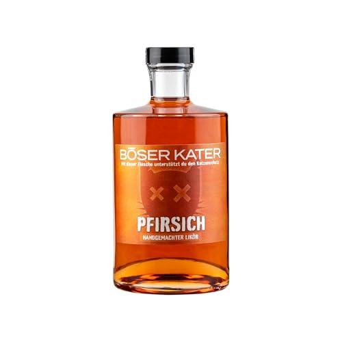 Böser Kater Saftiger Pfirsich Gin Likör | Fruchtiger Aperitif | Das perfekte Geschenk | Ideal für Cocktails oder auf Eis mit Secco Weinbergpfirsich | 0,5l 26% Vol. von Böser Kater