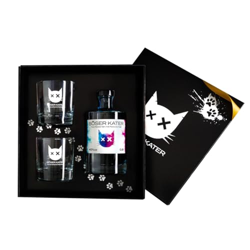 BÖSER KATER Magic Two Faced Gin mit Farbwechsel-Effekt von Blau zu Violett durch Tonic Water | Geschenkset mit 2 Gläsern | das perfekte Geschenk in hochwertiger Box | 0,5l 40% Vol. BÖSER KATER Magic Two Faced Gin mit Farbwechsel-Effekt von Blau zu Violett durch Tonic Water | Geschenkset mit 2 Gläsern | das perfekte Geschenk in hochwertiger Box | 0,5l 40% Vol. von Böser Kater
