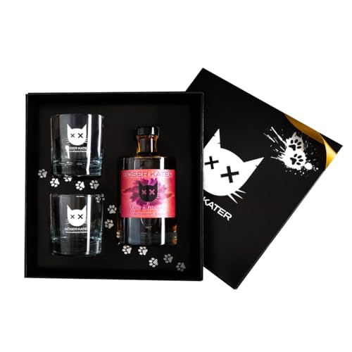 Böser Kater Waldbeeren-Eistee Gin Aperitif Geschenkset mit 2 Gläsern, für erfrischende Sommer Cocktails, das perfekte Gin Geschenk in hochwertiger Box, 0,5l 15,2% Vol. Böser Kater Waldbeeren-Eistee Gin Aperitif Geschenkset mit 2 Gläsern, für erfrischende Sommer Cocktails, das perfekte Gin Geschenk in hochwertiger Box, 0,5l 15,2% Vol. von Böser Kater