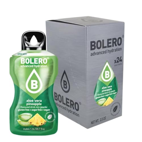 Bolero ALOE VERA PINEAPPLE 24x3g | Saftpulver ohne Zucker, gesüßt mit Stevia + Vitamin C | geeignet für Kinder, Diabetiker | glutenfrei und veganfreundlich | der Geschmack gemischter Beeren von Bolero