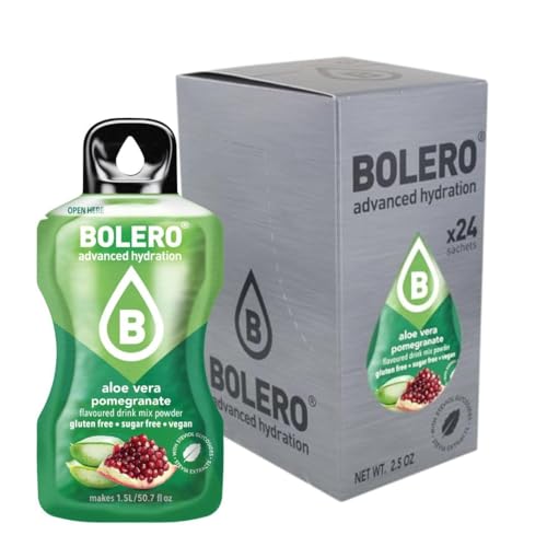 Bolero ALOE VERA POMEGRANATE 24x3g | Saftpulver ohne Zucker, gesüßt mit Stevia + Vitamin C | geeignet für Kinder, Diabetiker | glutenfrei und veganfreundlich | der Geschmack gemischter Beeren von Bolero