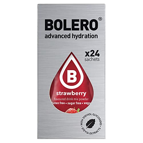 Bolero BANANA & STRAWBERRY 24x3g | Saftpulver ohne Zucker, gesüßt mit Stevia + Vitamin C | geeignet für Kinder, Sportler und Diabetiker | glutenfrei und veganfreundlich | Bananen und Erdbeergeschmack von Bolero