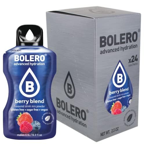 Bolero BERRY BLEND 24x3g | Saftpulver ohne Zucker, gesüßt mit Stevia + Vitamin C | geeignet für Kinder, Sportler und Diabetiker | glutenfrei und veganfreundlich | der Geschmack gemischter Beeren von Bolero