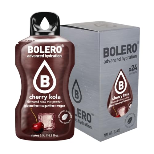 Bolero CHERRY COLA 24x3g | Saftpulver ohne Zucker, gesüßt mit Stevia + Vitamin C | für Kinder, Sportler und Diabetiker | Der Geschmack von Kirsch-Cola von Bolero