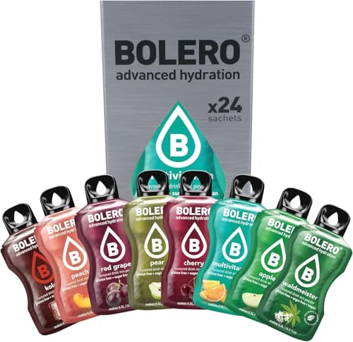 Bolero CLASSIC MIX | 24x3g I Erfrischendes Zuckerfreies Getränkepulver mit Stevia gesüßt | Vitamin C | für Diabetiker geeignet | eine Mischung aus exotischen Fruchtaromen von Bolero