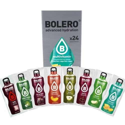 Bolero CLASSIC MIX | 24x9g I Erfrischendes Zuckerfreies Getränkepulver mit Stevia gesüßt | Vitamin C | für Diabetiker geeignet | eine Mischung aus exotischen Fruchtaromen von Bolero
