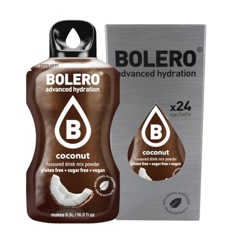 Bolero COCONUT 24x3g | Saftpulver ohne Zucker, gesüßt mit Stevia + Vitamin C | geeignet für Kinder, Sportler und Diabetiker | glutenfrei und veganfreundlich | der Geschmack gemischter Beeren von Bolero