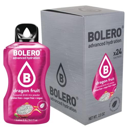 Bolero DRAGON FRUIT 24x3g | Saftpulver ohne Zucker, gesüßt mit Stevia + Vitamin C | geeignet für Kinder, Sportler und Diabetiker | glutenfrei und veganfreundlich | Drachenfruchtgeschmack von Bolero