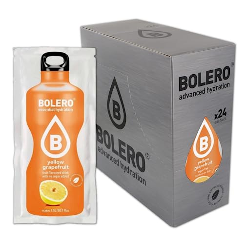 Bolero Drinks 24x9g I YELLOW GRAPEFRUIT I erfrischendes zuckerfreies Getränkepulver mit Stevia gesüßt | gelbe Grapefruit für Diabetiker | ein gesünderes Getränk für Familie und Freunde von Bolero