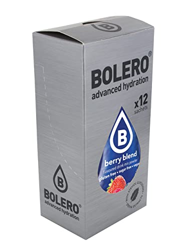 Bolero Drinks BERRY BLEND | 12x3g I Erfrischendes Zuckerfreies Getränkepulver mit Stevia gesüßt | Vitamin C | für Diabetiker geeignet | Eine Mischung aus Beeren Geschmack von Bolero