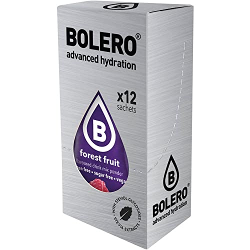 Bolero Drinks FOREST FRUIT | 12x3g I Erfrischendes Zuckerfreies Getränkepulver mit Stevia gesüßt | Vitamin C | für Diabetiker geeignet | Waldfrucht Geschmack von Bolero