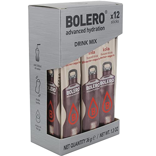Bolero Drinks KOLA | 12x3g I Erfrischendes Zuckerfreies Getränkepulver mit Stevia gesüßt | Vitamin C | für Diabetiker geeignet | Kola Geschmack von Bolero