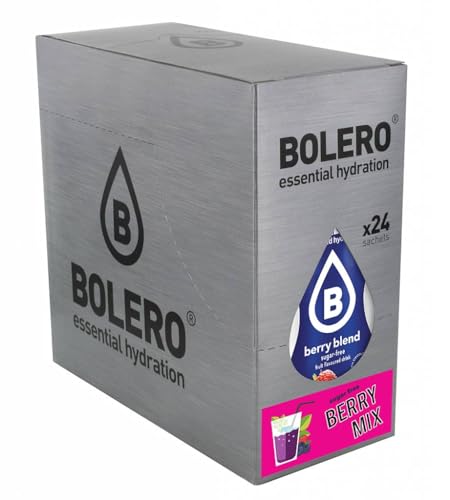 Bolero Drinks Mix 24x9g I BERRY MIX I zuckerfreies Getränkepulver mit Stevia gesüßt | für diabetiker | Party Mix Getränke | ein gesünderes Getränk für Familie und Freunde von Bolero