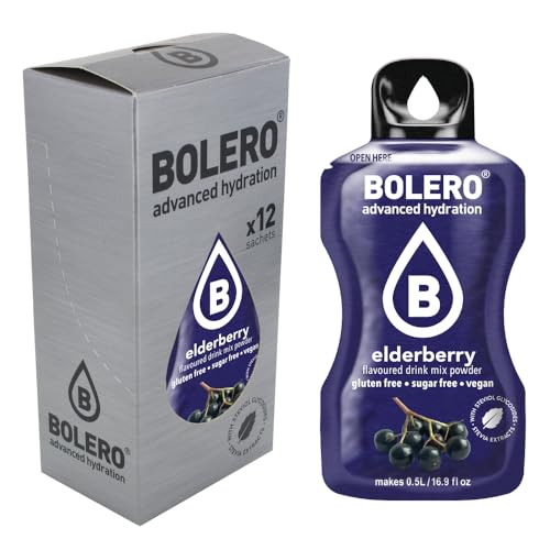 Bolero ELDERBERRY 24x3g | Saftpulver ohne Zucker, gesüßt mit Stevia + Vitamin C | geeignet für Kinder, Sportler und Diabetiker | glutenfrei und veganfreundlich von Bolero