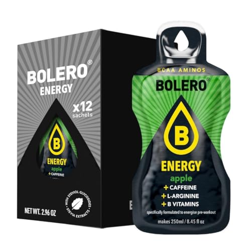 Bolero Energy Apfel 7 g x 12 Beutel | Sugar-Free Powder Drink | Vegan & Gluten-Free | For Active Lifestyles von Bolero