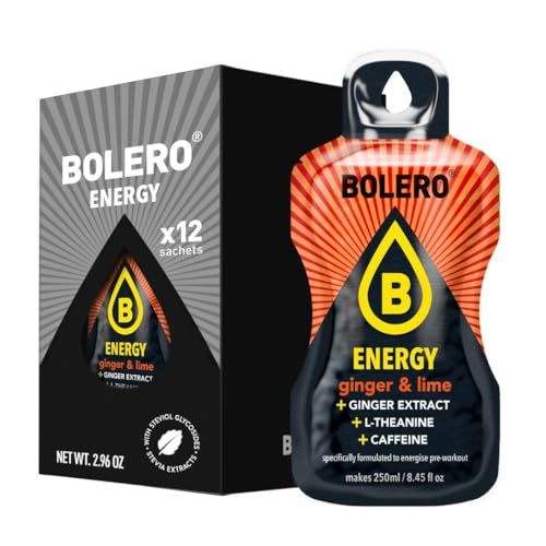 Bolero Energy Ginger Lime 7 g x 12 Beutel | Sugar-Free Powder Drink | Vegan & Gluten-Free | For Active Lifestyles von Bolero
