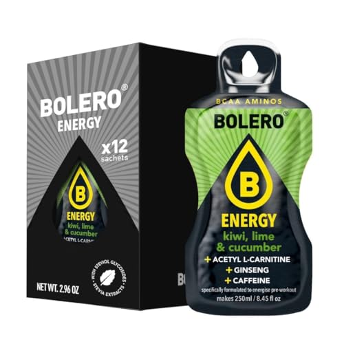 Bolero Energy Kiwi, Lime & Cucumber 7 g x 12 Beutel | Sugar-Free Powder Drink | Vegan & Gluten-Free | For Active Lifestyles von Bolero