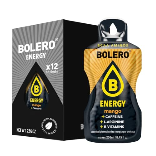 Bolero Energy Mango 7 g x 12 Beutel | Sugar-Free Powder Drink | Vegan & Gluten-Free | For Active Lifestyles von Bolero