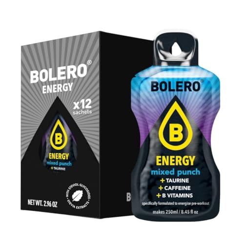 Bolero Energy Mixed Punch 7 g x 12 Beutel | Sugar-Free Powder Drink | Vegan & Gluten-Free | For Active Lifestyles von Bolero