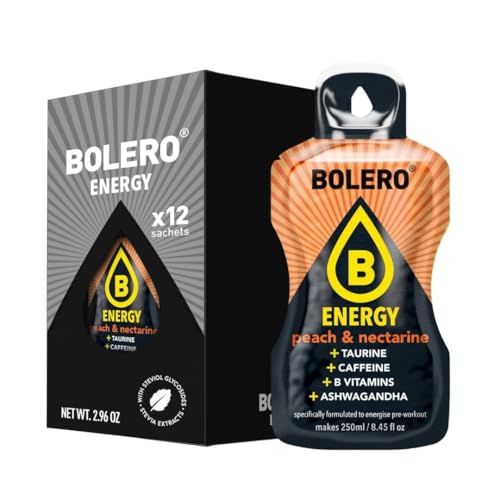 Bolero Energy Peach Nectarine 7 g x 12 Beutel | Sugar-Free Powder Drink | Vegan & Gluten-Free | For Active Lifestyles von Bolero