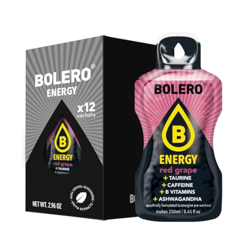 Bolero Energy Red Grape 7 g x 12 Beutel | Sugar-Free Powder Drink | Vegan & Gluten-Free | For Active Lifestyles von Bolero