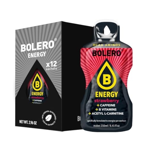 Bolero Energy Strawberry 7 g x 12 Beutel | Sugar-Free Powder Drink | Vegan & Gluten-Free | For Active Lifestyles von Bolero