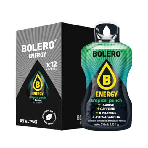 Bolero Energy Tropical Punch 7 g x 12 Beutel | Sugar-Free Powder Drink | Vegan & Gluten-Free | For Active Lifestyles von Bolero