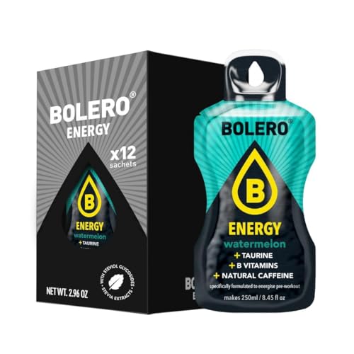 Bolero Energy Watermelon 7 g x 12 Beutel | Sugar-Free Powder Drink | Vegan & Gluten-Free | For Active Lifestyles von Bolero