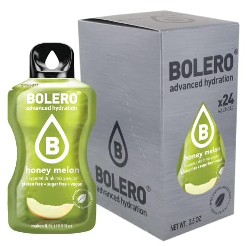 Bolero HONEY MELON 24x3g | Saftpulver ohne Zucker, gesüßt mit Stevia + Vitamin C | geeignet für Kinder, Sportler und Diabetiker | glutenfrei und veganfreundlich | Der Geschmack süßer Melone von Bolero