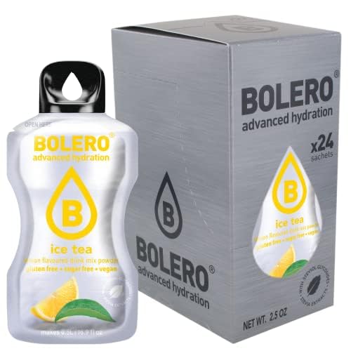 Bolero ICE TEA LEMON 24x3g | Saftpulver ohne Zucker, gesüßt mit Stevia + Vitamin C | geeignet für Kinder, Sportler und Diabetiker | glutenfrei und veganfreundlich | Eistee mit Zitronengeschmack von Bolero