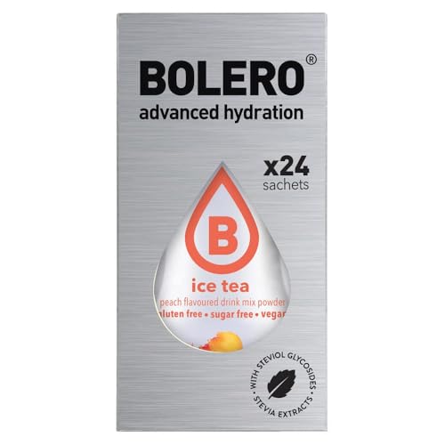 Bolero ICE TEA PEACH 24x3g | Saftpulver ohne Zucker, gesüßt mit Stevia + Vitamin C | geeignet für Kinder, Sportler und Diabetiker | glutenfrei und veganfreundlich | Pfirsich-Eistee-Geschmack von Bolero