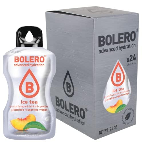 Bolero ICE TEA PEACH 24x3g | Saftpulver ohne Zucker, gesüßt mit Stevia + Vitamin C | geeignet für Kinder, Sportler und Diabetiker | glutenfrei und veganfreundlich | Pfirsich-Eistee-Geschmack von Bolero
