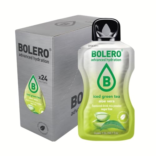 Bolero ICED GREEN TEA ALOE VERA 24x8g | Saftpulver ohne Zucker, gesüßt mit Stevia + Vitamin C | geeignet für Kinder, Sportler und Diabetiker | glutenfrei und veganfreundlich von Bolero