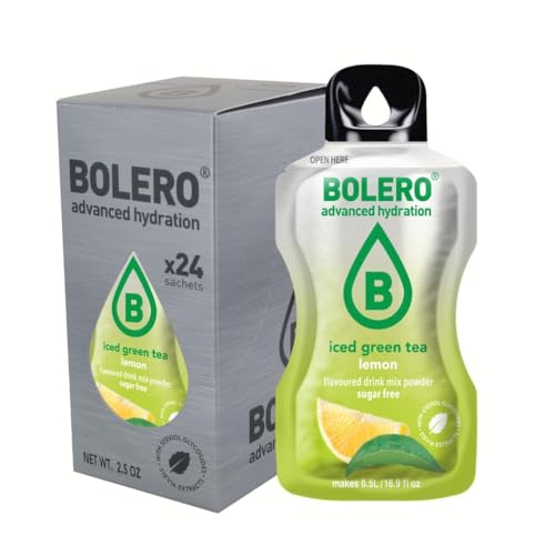 Bolero ICED GREEN TEA LEMON 24x3g | Saftpulver ohne Zucker, gesüßt mit Stevia + Vitamin C | geeignet für Kinder, Sportler und Diabetiker | glutenfrei und veganfreundlich | Wassermelonengeschmack von Bolero