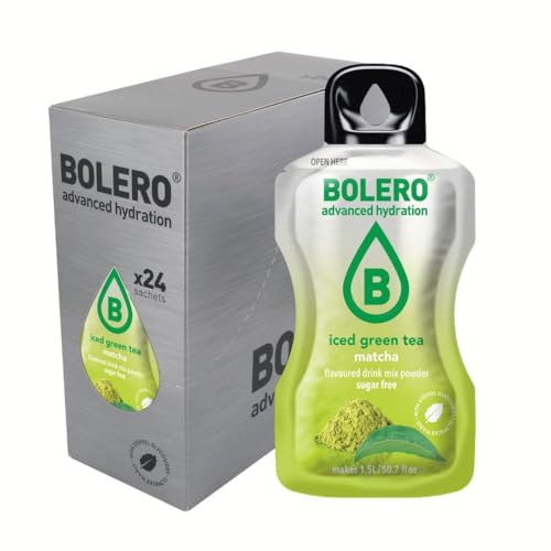 Bolero ICED GREEN TEA MATCHA 24x8g | Saftpulver ohne Zucker, gesüßt mit Stevia + Vitamin C | geeignet für Kinder, Sportler und Diabetiker | glutenfrei und veganfreundlich von Bolero