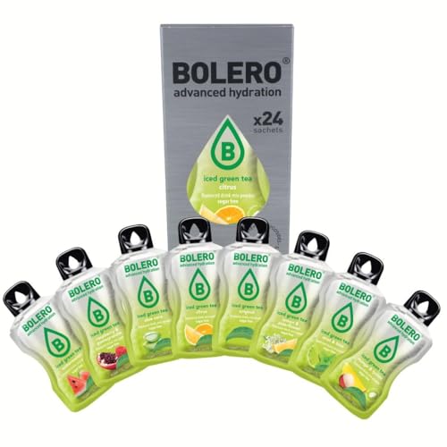 Bolero ICEED GREEN TEA MIX 24x8g | Saftpulver ohne Zucker, gesüßt mit Stevia + Vitamin C | geeignet für Kinder, Sportler und Diabetiker | glutenfrei und veganfreundlich von Bolero