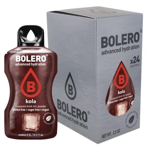 Bolero KOLA 24x3g | Saftpulver ohne Zucker, gesüßt mit Stevia + Vitamin C | geeignet für Kinder, Sportler und Diabetiker | glutenfrei und veganfreundlich | Der Geschmack von Cola von Bolero