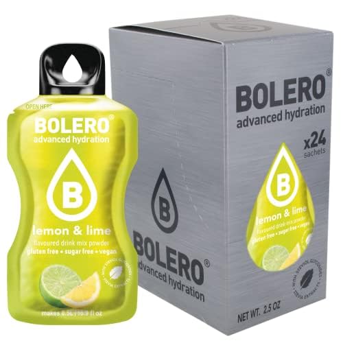 Bolero LEMON & LIME 24x3g | Saftpulver ohne Zucker, gesüßt mit Stevia + Vitamin C | geeignet für Kinder, Sportler und Diabetiker | glutenfrei und veganfreundlich | Zitronen und Limettengeschmack von Bolero