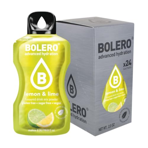 Bolero LEMON & LIME 24x3g | Saftpulver ohne Zucker, gesüßt mit Stevia + Vitamin C | geeignet für Kinder, Sportler und Diabetiker | glutenfrei und veganfreundlich | Zitronen und Limettengeschmack von Bolero