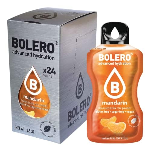 Bolero MANDARIN 24x3g | Saftpulver ohne Zucker, gesüßt mit Stevia + Vitamin C | geeignet für Kinder, Sportler und Diabetiker | glutenfrei und veganfreundlich r | Mandarinengeschmack von Bolero