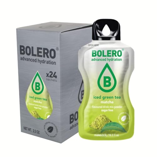 Bolero ICED GREEN TEA MATCHA 24x3g | Saftpulver ohne Zucker, gesüßt mit Stevia + Vitamin C | geeignet für Kinder, Sportler und Diabetiker | glutenfrei und veganfreundlich von Bolero
